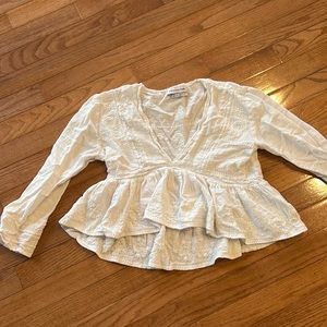 White long sleeve boho-esque shirt.